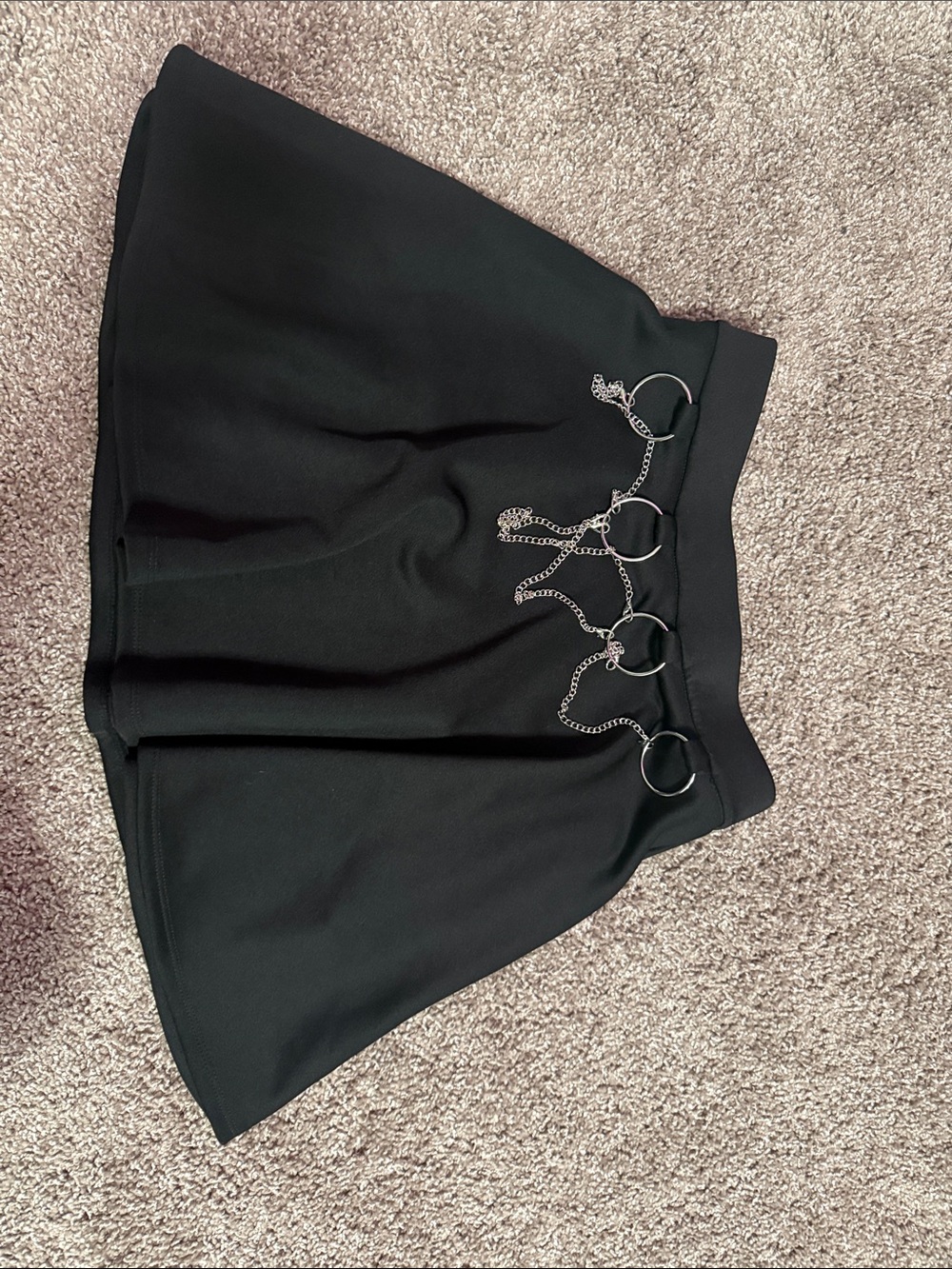 Social collision Black A-Line Skirt with Decorative Chain Rings